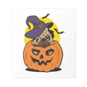 Pompoen Hond Halloween, Grappige Halloween Hond Notitieblok