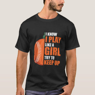 Pompoen honkbal spelen als meisje kostuum gemakkel t-shirt
