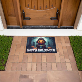Pompoen Hoofd Met Snoep Gelukkig Halloween Deurmat