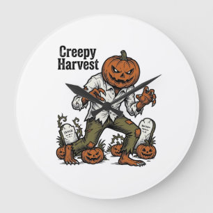 Pompoen Hoofd Monster Vintage Halloween T-shirt Grote Klok