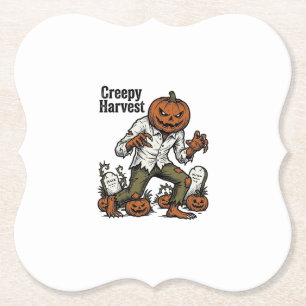 Pompoen Hoofd Monster Vintage Halloween T-shirt Kartonnen Onderzetters