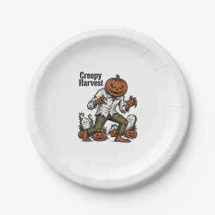Pompoen Hoofd Monster Vintage Halloween T-shirt Papieren Bordje