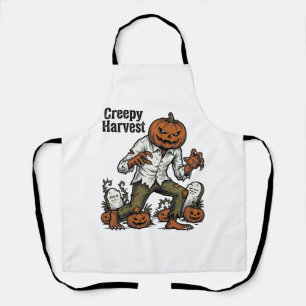 Pompoen Hoofd Monster Vintage Halloween T-shirt Schort