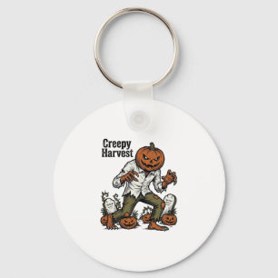 Pompoen Hoofd Monster Vintage Halloween T-shirt Sleutelhanger