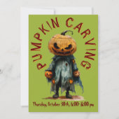 Pompoen hoofd vogelverschrikker spooky carving par kaart (Voorkant)