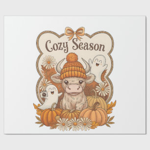 Pompoen-Hoogland Koe Geest Halloween Cadeaupapier