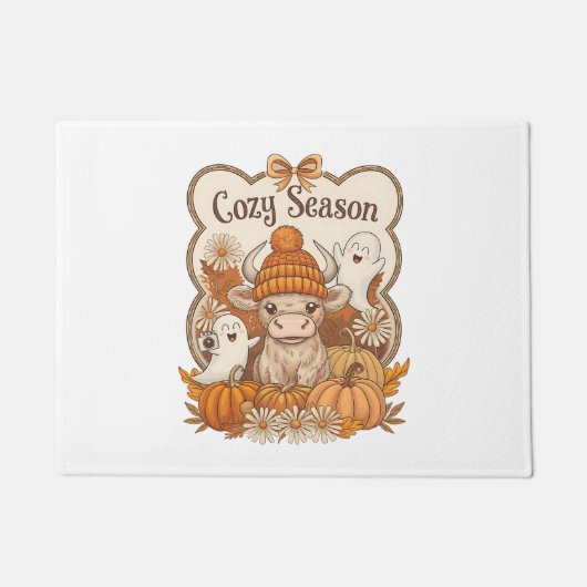 Pompoen-hoogland Koe Ghost Halloween Deurmat (Voorkant)