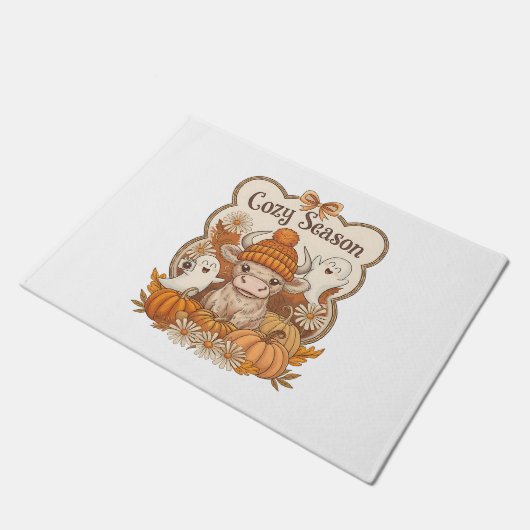 Pompoen-hoogland Koe Ghost Halloween Deurmat (Schuin)