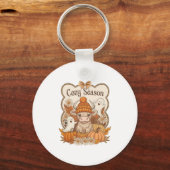 Pompoen-hoogland Koe Ghost Halloween Sleutelhanger (Voorkant)