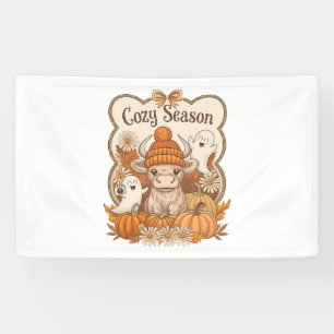 Pompoen-hoogland Koe Ghost Halloween Spandoek