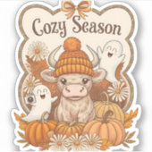 Pompoen-hoogland Koe Ghost Halloween Sticker (Voorkant)