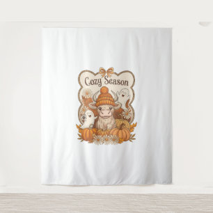 Pompoen-hoogland Koe Ghost Halloween Wandkleed