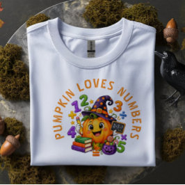 Pompoen Houdt van Cijfers Wiskunde Docent Hallowee T-shirt