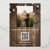 Pompoen Hout Boho Rustieke Foto QR Code Trouwen Folie Uitnodiging (Achterkant)