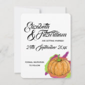 Pompoen Huwelijk Save The Date Kaart (Achterkant)
