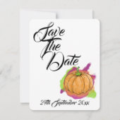 Pompoen Huwelijk Save The Date Kaart (Voorkant)