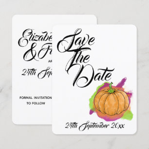Pompoen Huwelijk Save The Date Kaart