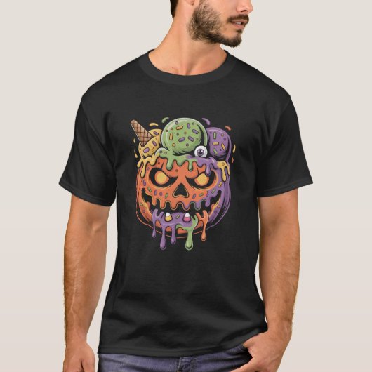 Pompoen Ice Cream Monster Halloween Vrouwen Mannen T-shirt (Voorkant)