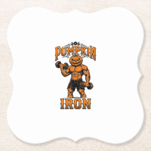 Pompoen IJzeren Vintage Bodybuilder Halloween Ontw Kartonnen Onderzetters