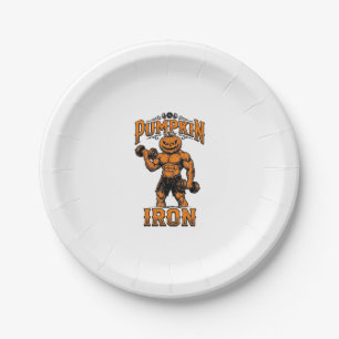 Pompoen IJzeren Vintage Bodybuilder Halloween Ontw Papieren Bordje