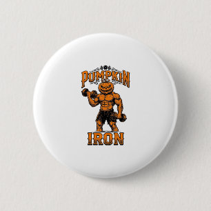 Pompoen IJzeren Vintage Bodybuilder Halloween Ontw Ronde Button 5,7 Cm