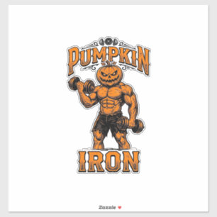 Pompoen IJzeren Vintage Bodybuilder Halloween Ontw Sticker
