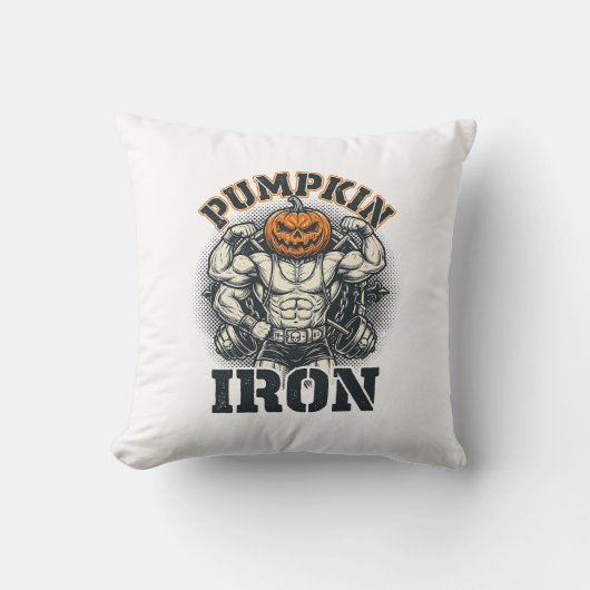 Pompoen IJzeren Vintage Lichaamstraining Halloween Kussen (Voorkant)