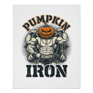 Pompoen IJzeren Vintage Lichaamstraining Halloween Perfect Poster