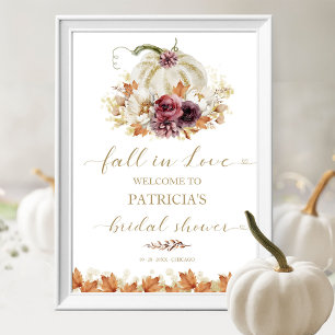 Pompoen "In de Liefde Vallen" Bruidsfeest Welkomst Poster