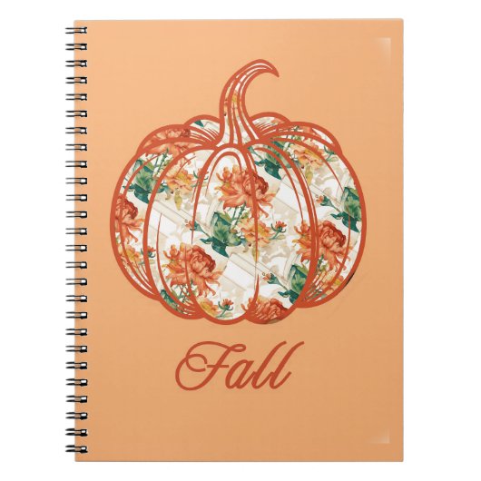 Pompoen in een Chrysantpatroon Notitieboek (Voorkant)