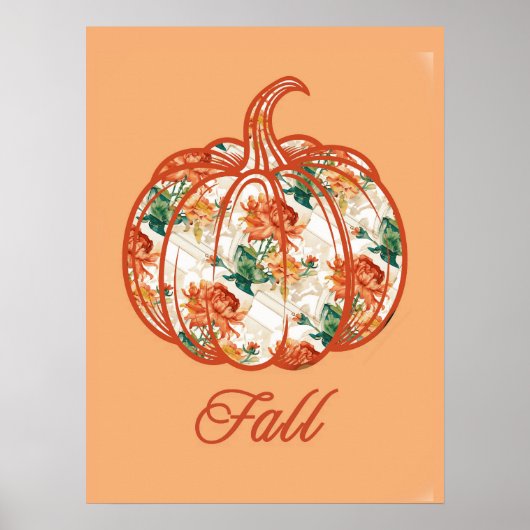 Pompoen in een Chrysantpatroon Poster (Voorkant)