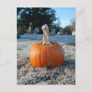 Pompoen in een Halloween-kerkhof Feestdagenkaart