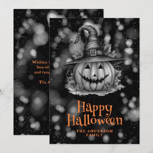 Pompoen in een Pet Spooky Halloween Kaart (Voorkant / Achterkant)