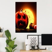 Pompoen in het maanlicht | AI Art Poster (Thuiskantoor)