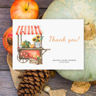 Pompoen is onderweg Baby shower Dank u Bedankkaart