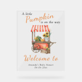 Pompoen is onderweg Welkom Baby shower Acryl Bord (Voorkant)