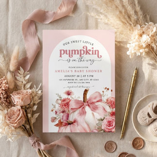 Pompoen Is Op Weg Roze Pompoen Baby Shower Kaart