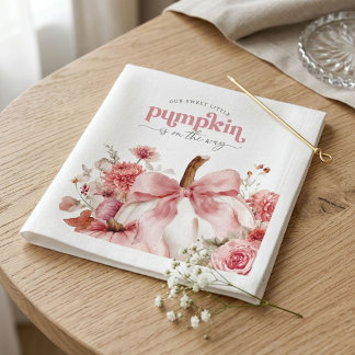 Pompoen Is Op Weg Roze Pompoen Baby Shower Servet