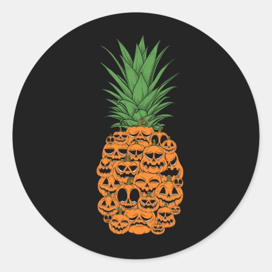 Pompoen Jack O lantaarn feestkostuum voor ananas Ronde Sticker (Voorkant)
