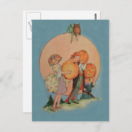 Pompoen Jack O lantaarn Goblin Uil Piraat Briefkaart (Voorkant / Achterkant)