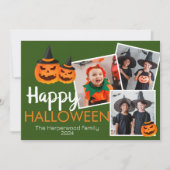 pompoen jack-o-lantaarn Happy Halloween 3 Foto Feestdagenkaart (Voorkant)