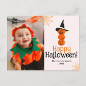 pompoen jack-o-lantaarn Happy Halloween Foto Feestdagenkaart (Voorkant)