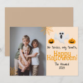 pompoen jack-o-lantaarn Happy Halloween Foto Feestdagenkaart (Voorkant / Achterkant)