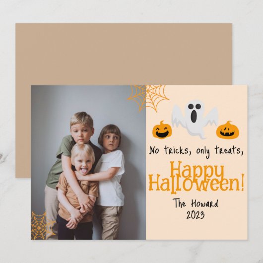pompoen jack-o-lantaarn Happy Halloween Foto Feestdagenkaart (Voorkant / Achterkant)