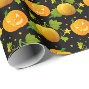 Pompoen Jack o Lantaarn Herfst Spooky Halloween Cadeaupapier