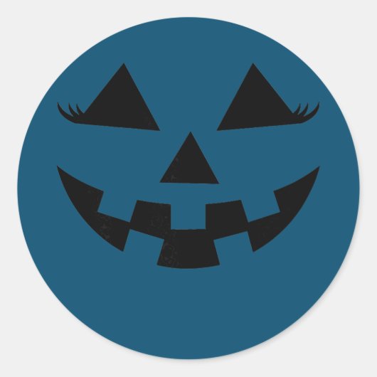 Pompoen Jack O Lantaarn met meisje Eyelashes Ronde Sticker (Voorkant)