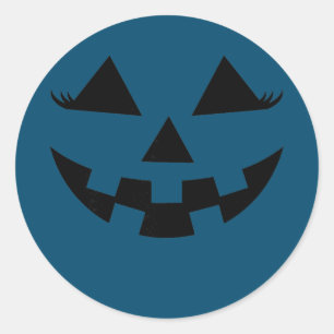 Pompoen Jack O Lantaarn met meisje Eyelashes Ronde Sticker