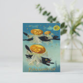 Pompoen Jack O lantaarn zwarte kat heks Briefkaart (Staand voorkant)