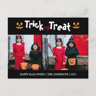 pompoen jack-o-lantern Halloween Familie Twee Foto Feestdagenkaart