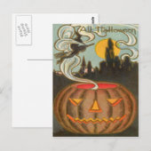 Pompoen Jack O Lantern Heks Volle Maan Briefkaart (Voorkant / Achterkant)